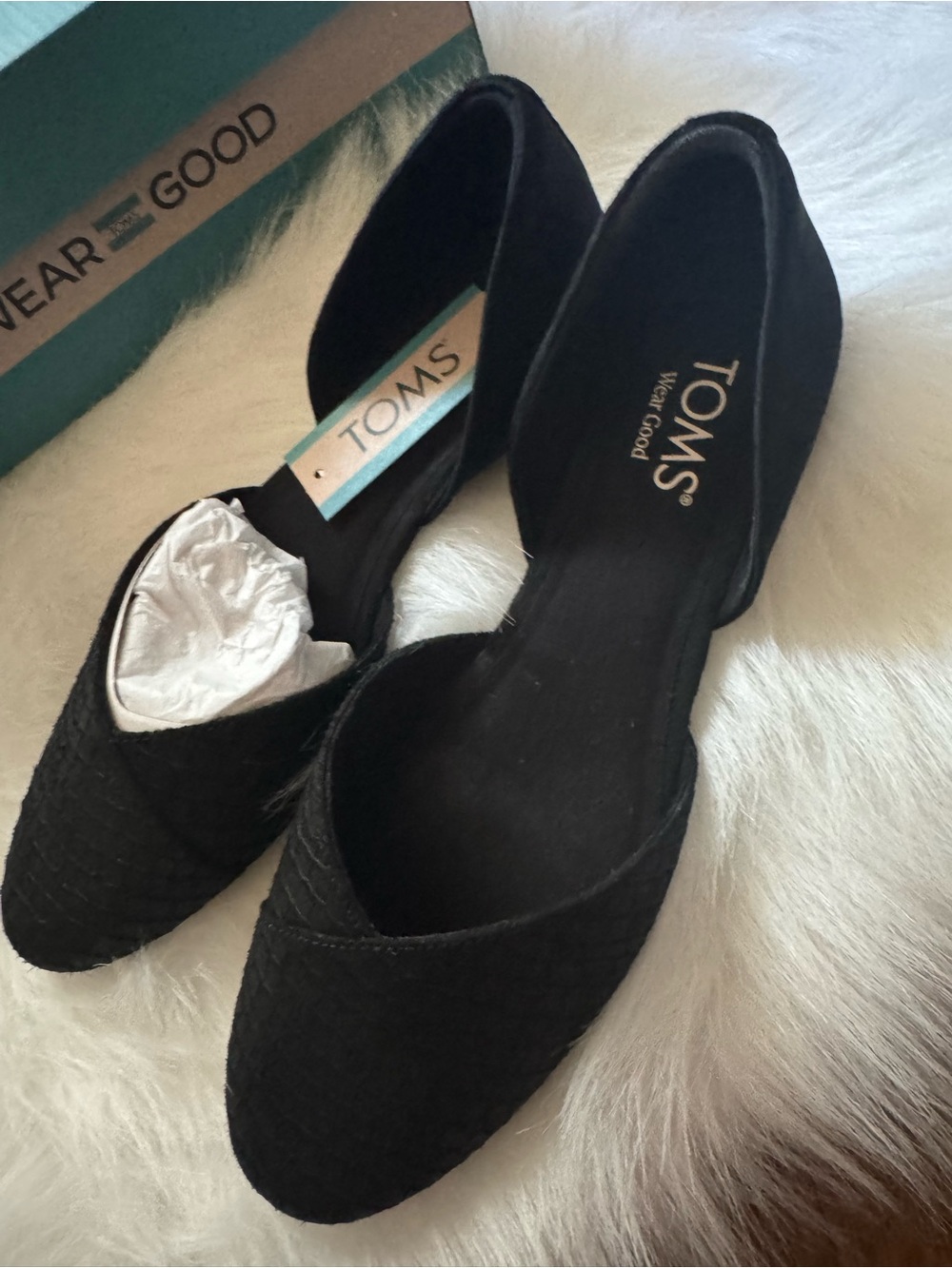 TOMS Black Women's D'Orsay Pointed Flats